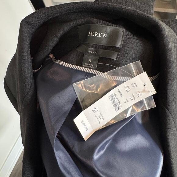 J. Crew Willa Blazer NEW Black Nova Fides Italian City Wool Single Breasted Sz 8 - Picture 6 of 7